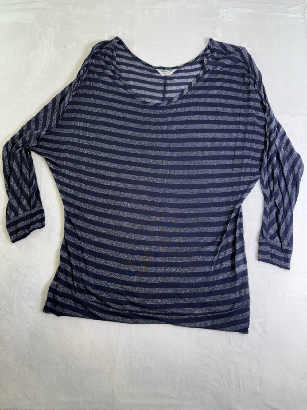 Hard Tail Navy and Gray Striped Long Sleeve Tee